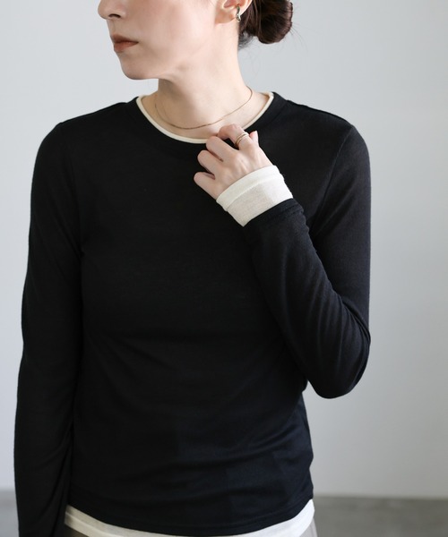 「select MOCA」 長袖カットソー FREE ブラック レディース_画像6