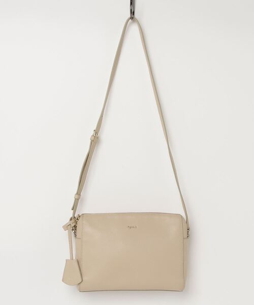 agnes b. ハンドバッグ　ショルダー　レザー　グレージュ レザー 2wayショルダーバッグ ”City” ZAS02－01