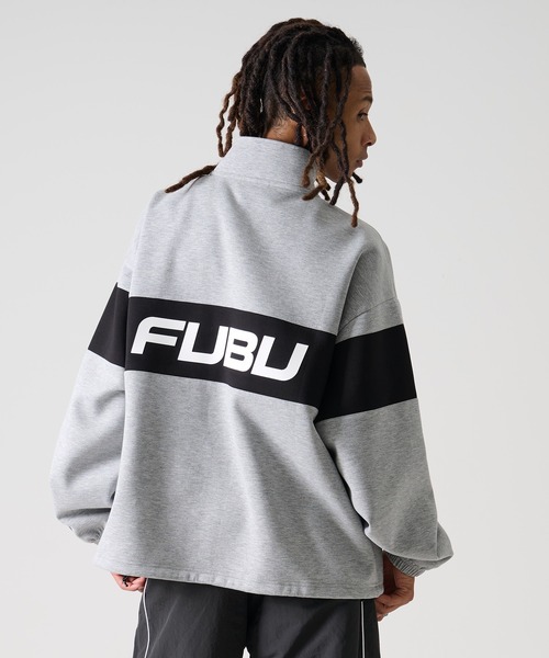 FUBU ハーフジップ フリース スウェット デカロゴ 刺繍 L グレー FUBU ハーフジップ フリース スウェット デカロゴ 刺繍 L グレー