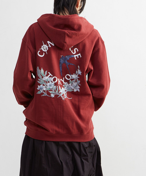 CONVERSE TOKYO パーカー FLOWER LOGO ZIP HOODIE レディース メンズ