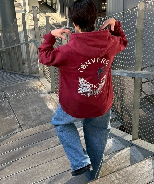 CONVERSE TOKYO パーカー FLOWER LOGO ZIP HOODIE レディース メンズ