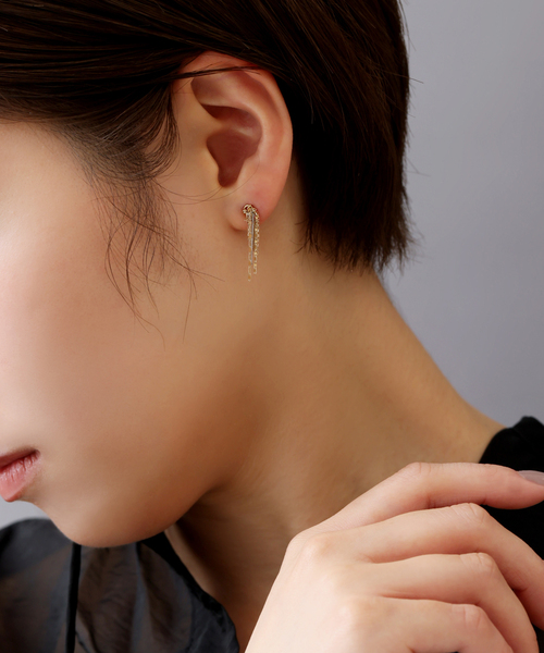 Lilas ピアス フリンジミックスチェーンピアス K10（両耳） レディース