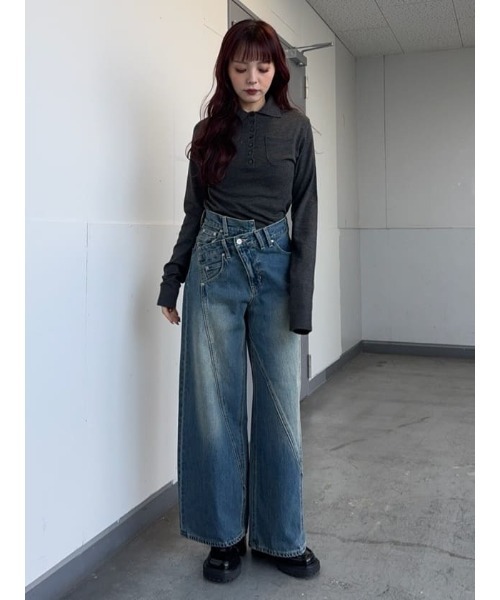 SLY（スライ） ニット セーター HG KNIT POLO TOPS ハイゲージ