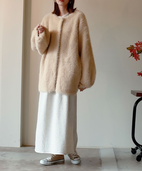 「NOAHL」 ニットカーディガン FREE オリーブ レディース_画像3