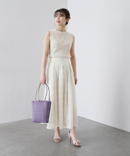 「La TOTALITE」 プリーツスカート 36 ベージュ レディース_画像9