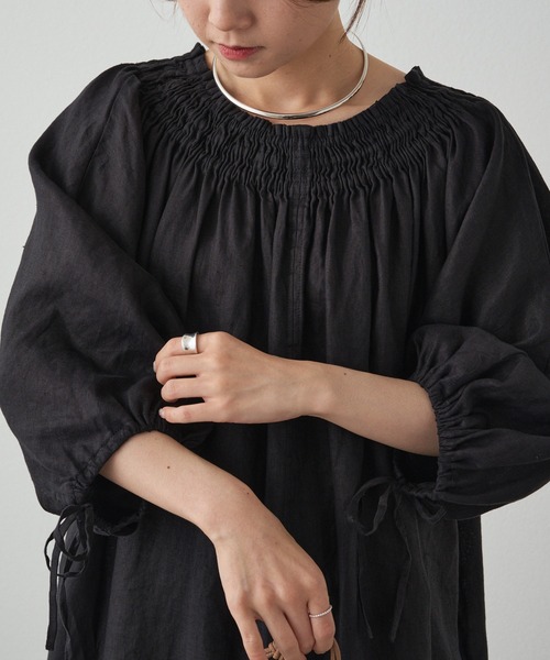 「PUAL CE CIN」 半袖ワンピース FREE ブラック レディース_画像7