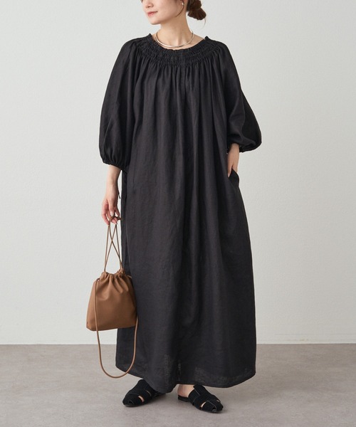 「PUAL CE CIN」 半袖ワンピース FREE ブラック レディース_画像8