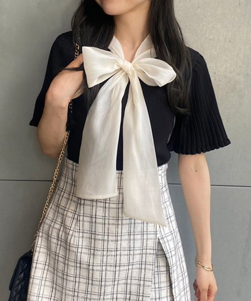 「one after another NICE CLAUP」 半袖ニット FREE ホワイト レディース_画像4
