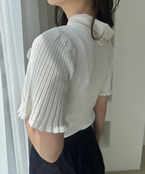 「one after another NICE CLAUP」 半袖ニット FREE ホワイト レディース_画像7