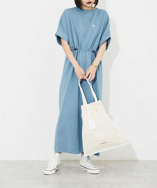 「CONVERSE TOKYO」 半袖ワンピース FREE グリーン レディース_画像8