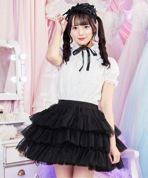 BODYLINE スカート 3段フリルレイヤードチュールパニエ : ZOZOTOWN