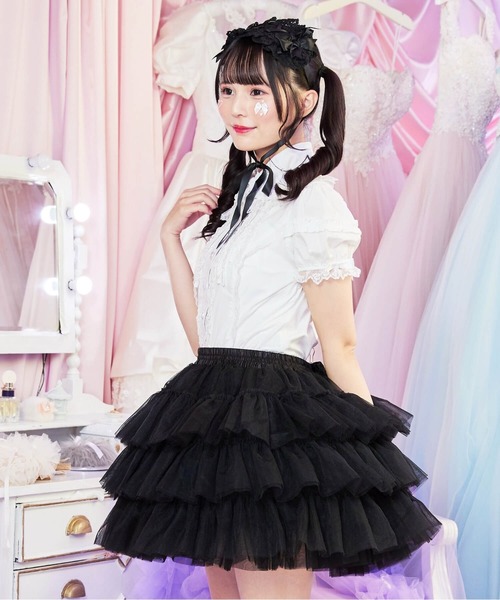 BODYLINE スカート 3段フリルレイヤードチュールパニエ : ZOZOTOWN