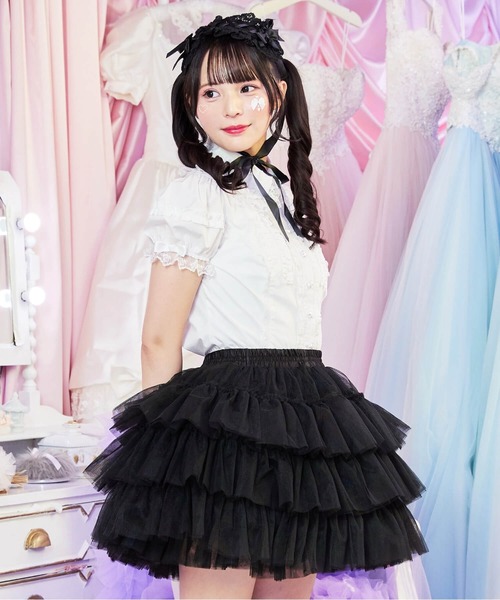 BODYLINE スカート 3段フリルレイヤードチュールパニエ : ZOZOTOWN
