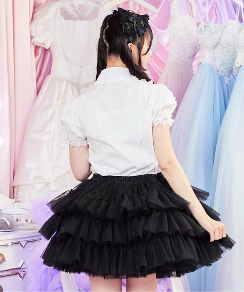 BODYLINE スカート 3段フリルレイヤードチュールパニエ : ZOZOTOWN