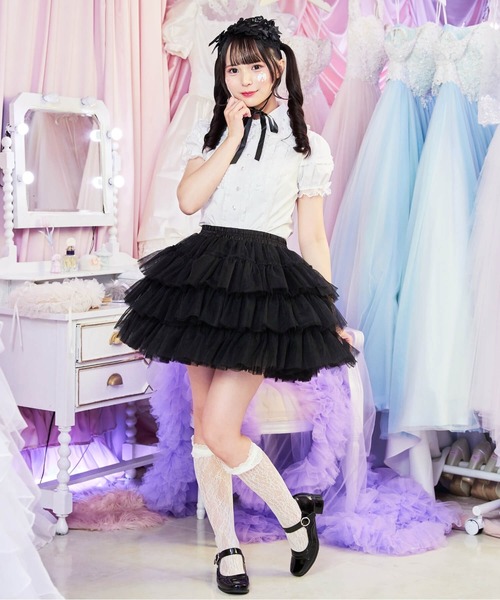BODYLINE スカート 3段フリルレイヤードチュールパニエ : ZOZOTOWN