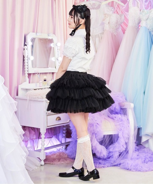 グニフニ　スカート　ベルト　パニエ　フリル BODYLINE スカート 3段フリルレイヤードチュールパニエ : ZOZOTOWN