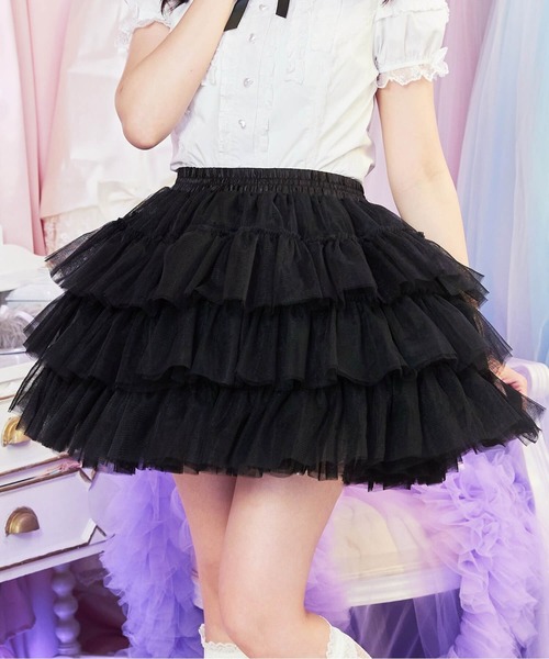 BODYLINE スカート 3段フリルレイヤードチュールパニエ : ZOZOTOWN