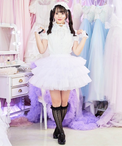 BODYLINE スカート 3段フリルレイヤードチュールパニエ : ZOZOTOWN