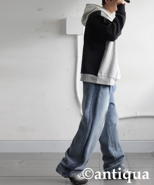 「antiqua」 プルオーバーパーカー P 杢グレー レディース_画像4
