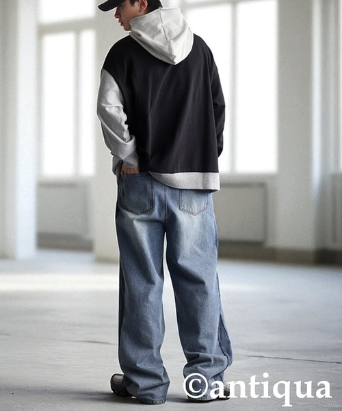 「antiqua」 プルオーバーパーカー P 杢グレー レディース_画像6