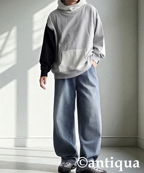 「antiqua」 プルオーバーパーカー P 杢グレー レディース_画像9