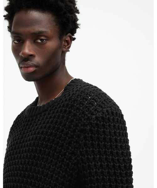 「ALLSAINTS」 長袖ニット X-SMALL ブラック メンズの画像