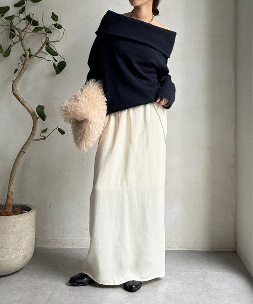 「DouDou」 ロングスカート 36 モカ レディースの画像