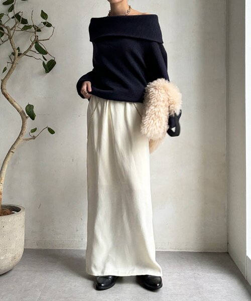 「DouDou」 ロングスカート 36 モカ レディースの画像