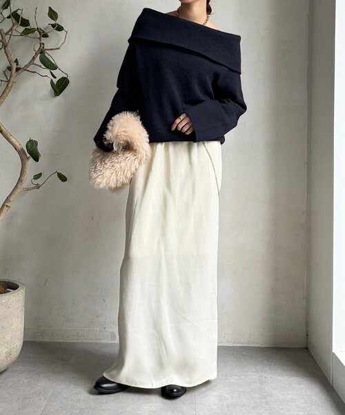 「DouDou」 ロングスカート 36 モカ レディースの画像