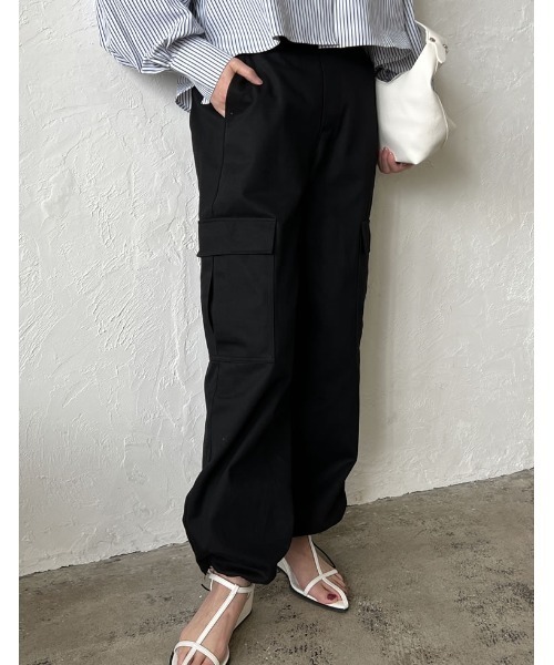「Re:EDIT」 カーゴパンツ SHORT ブラック レディース_画像2