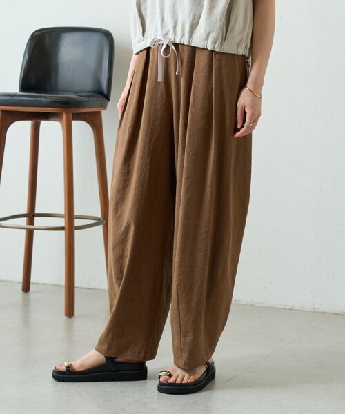 BEARDSLEY（ビアズリー） ワイドパンツ パンツ ウエストリブリネン