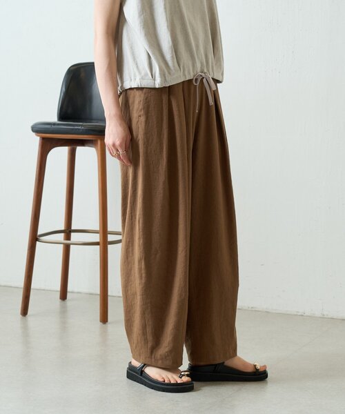 BEARDSLEY（ビアズリー） ワイドパンツ パンツ ウエストリブリネン