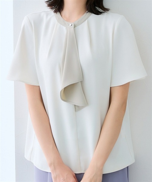 7days Life Styling ブラウス シャツ 半袖 美極とろみ素材 配色フレア