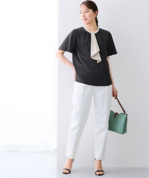 7days Life Styling ブラウス シャツ 半袖 美極とろみ素材 配色フレア
