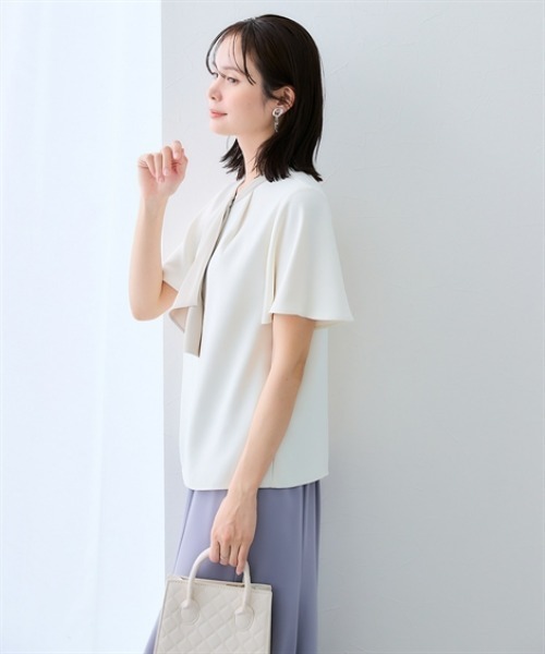 7days Life Styling ブラウス シャツ 半袖 美極とろみ素材 配色フレア