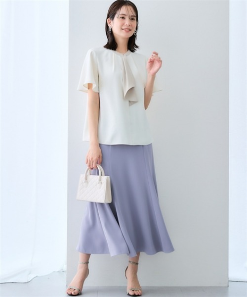 7days Life Styling ブラウス シャツ 半袖 美極とろみ素材 配色フレア