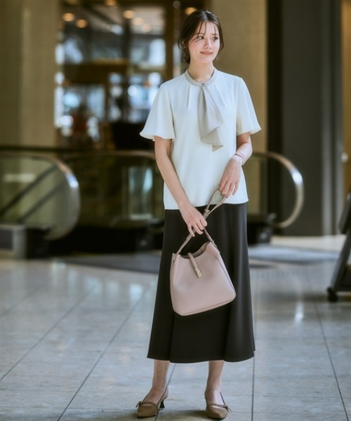7days Life Styling ブラウス シャツ 半袖 美極とろみ素材 配色フレア