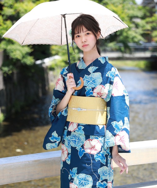 和なでしこ 浴衣 大人雰囲気な高級綿麻浴衣3点セット「浴衣・へこ帯