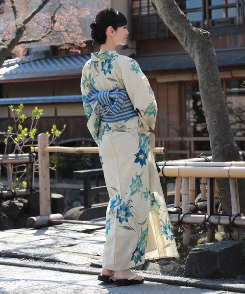 和なでしこ 浴衣 大人雰囲気な高級綿麻浴衣3点セット「浴衣・へこ帯