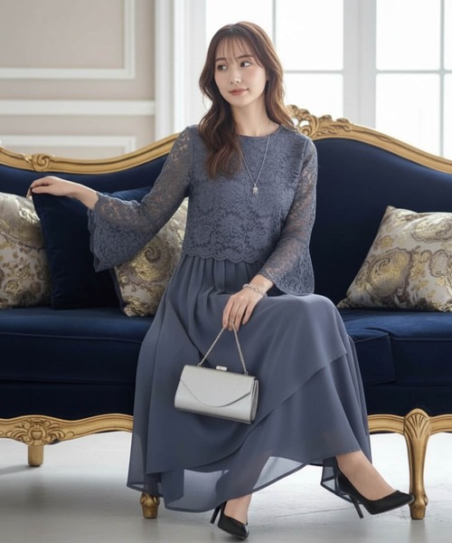 シンデレラ様　ワンピース　BLUE Cinderella（シンデレラ） 長袖ワンピース X-LARGE ブルー レディース