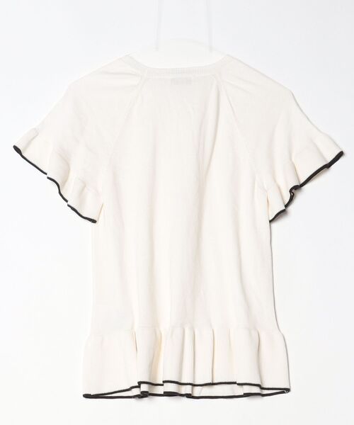 「RED VALENTINO」 フリル半袖ニット S ホワイト レディース_画像2