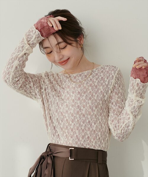 「natural couture」 長袖カットソー FREE ミント レディース_画像3