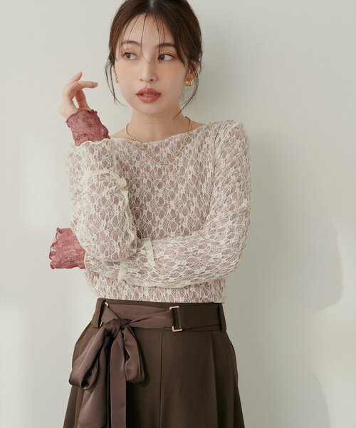 「natural couture」 長袖カットソー FREE ミント レディース_画像4