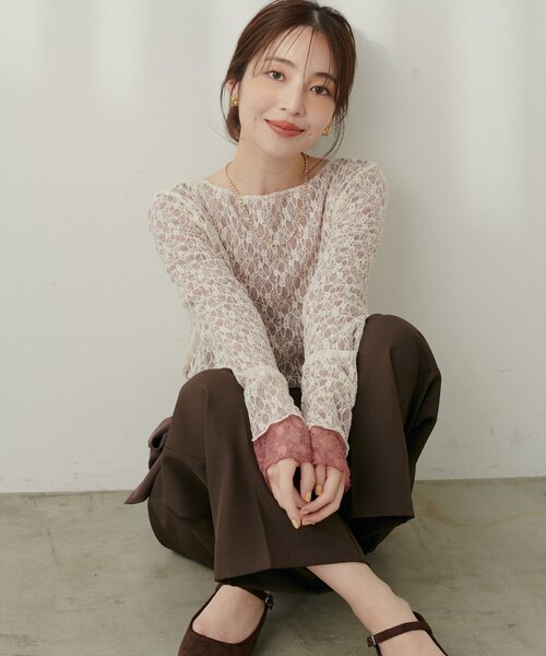 「natural couture」 長袖カットソー FREE ミント レディース_画像5