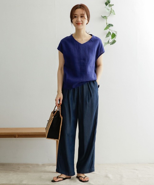 DOORS リネンバックタックシャツ ネイビー Mサイズ URBAN RESEARCH DOORS（アーバンリサーチドアーズ）の「リネン