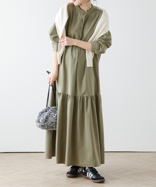 La-gemme（ラジェム） ワンピース バンドカラー裾ティアードワンピース