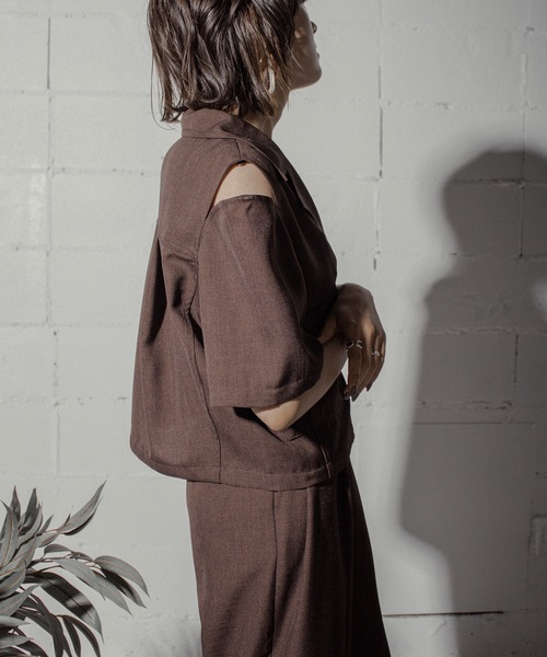 ANOGH ブラウス シャツ LINEN LIKE SHIRT JACKET レディース