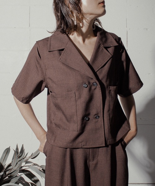 ブラウス シャツ LINEN LIKE SHIRT JACKET レディース ANOGH ブラウス シャツ LINEN LIKE SHIRT JACKET レディース