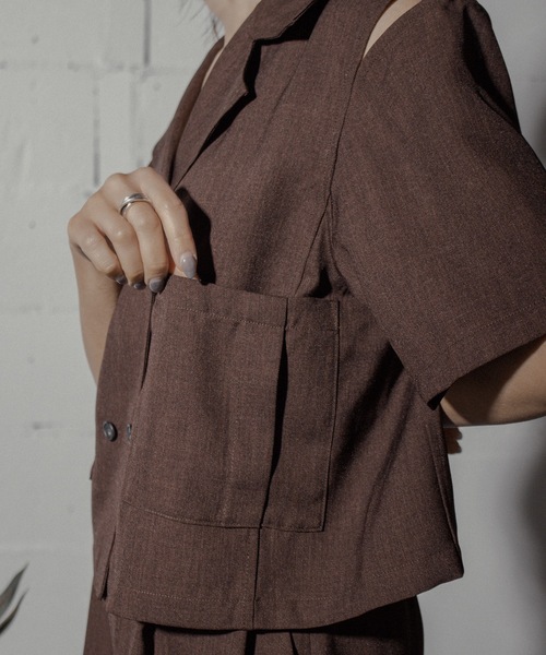 ブラウス シャツ LINEN LIKE SHIRT JACKET レディース ANOGH ブラウス シャツ LINEN LIKE SHIRT JACKET レディース