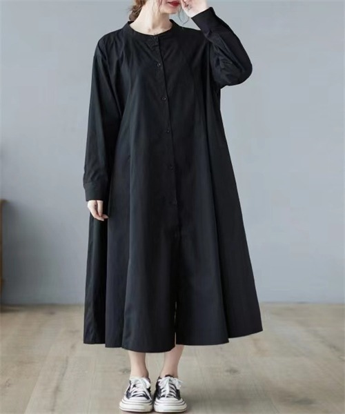 プープレ　ロングシャツワンピース　Ａライン　FREEsize She's Closet ワンピース Aラインボリュームギャザーフレア